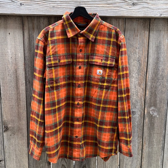 Carhartt Men's Flannel Long-Sleeve Plaid Shirt Size Medium - Picture 3 of 11